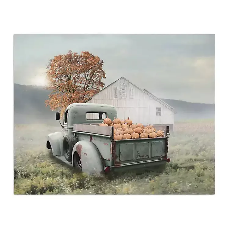 Hot Misty Pumpkin Farm Harvest Canvas Wall Art Fall