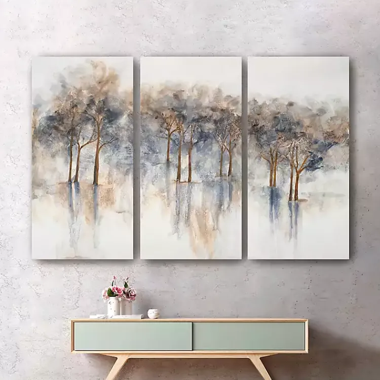 Kirklands Home Canvas Art|Misty Woods Canvas Art Prints, Set of 3 White