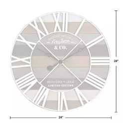 Kirklands Home Clocks|Mixed Planks and White Wooden Wall Clock