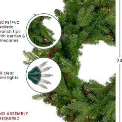 Hot Mixed Winterberry Pinecone Pre-Lit Wreath Christmas Wreaths