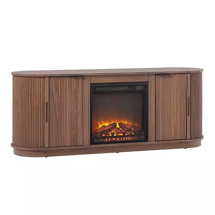 Kirklands Home Tv Stands & Media Consoles|Mocha Reeded Fireplace Media Cabinet Brown
