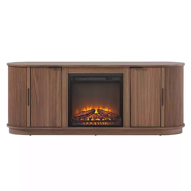 Kirklands Home Tv Stands & Media Consoles|Mocha Reeded Fireplace Media Cabinet Brown