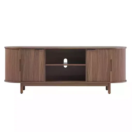 Kirklands Home Tv Stands & Media Consoles|Mocha Wood Reeded Oval TV Stand Brown