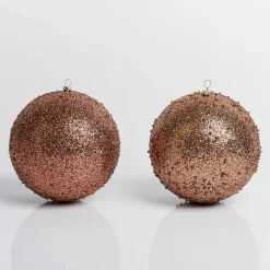 New Mocha Glitter Beaded 2-pc. Ornament Set, 6 in. Christmas Ornaments