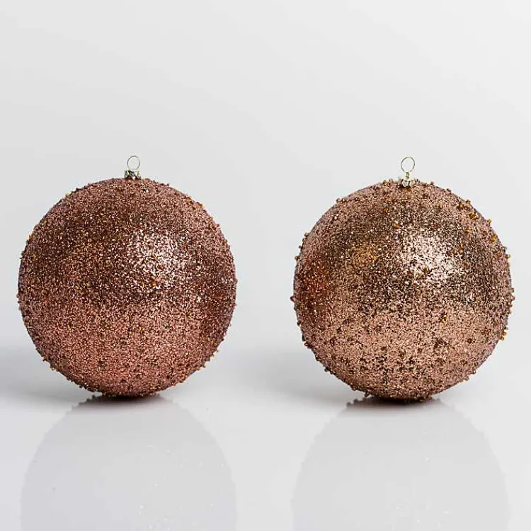 New Mocha Glitter Beaded 2-pc. Ornament Set, 6 in. Christmas Ornaments