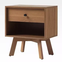 Kirklands Home Nightstands|Mocha Wood Mid-century Modern Nightstand Brown