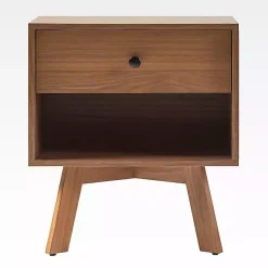 Kirklands Home Nightstands|Mocha Wood Mid-century Modern Nightstand Brown