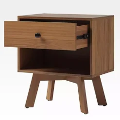 Kirklands Home Nightstands|Mocha Wood Mid-century Modern Nightstand Brown