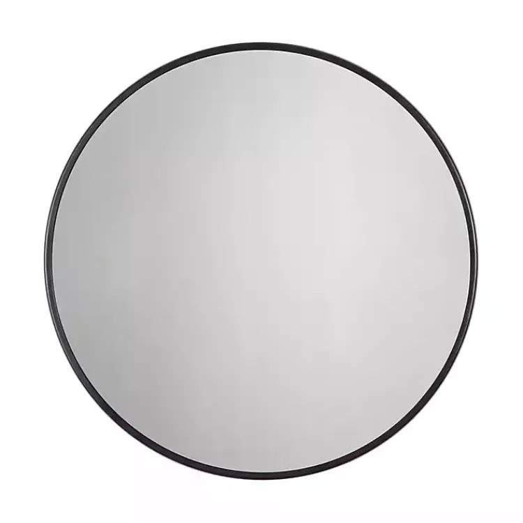 Kirklands Home Framed Mirrors|Modern Metal Round Wall Mirror Black