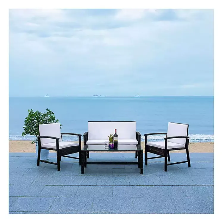 Kirklands Home Outdoor Sets|Modern Wicker 4-pc. Outdoor Living Set Black
