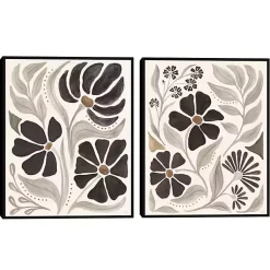 Kirklands Home Canvas Art|Modern Petals Framed Canvas Art Prints, Set of 2