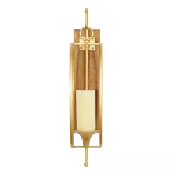 Clearance Modern Warm Wood and Gold Sconce Sconces