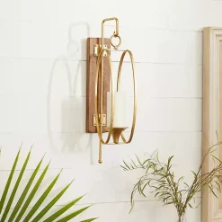 Clearance Modern Warm Wood and Gold Sconce Sconces