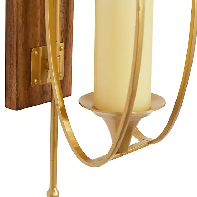 Clearance Modern Warm Wood and Gold Sconce Sconces