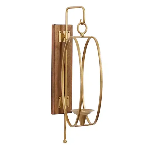 Clearance Modern Warm Wood and Gold Sconce Sconces