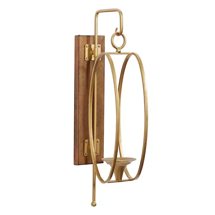 Clearance Modern Warm Wood and Gold Sconce Sconces