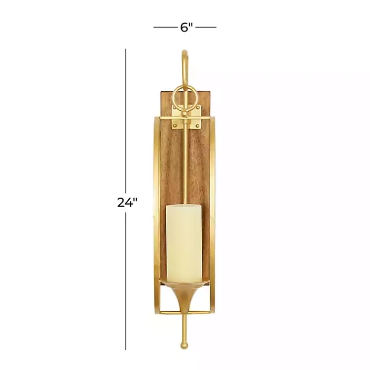Clearance Modern Warm Wood and Gold Sconce Sconces