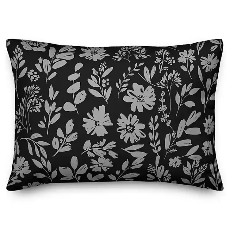 Monochrome Florals Indoor/Outdoor Lumbar Pillow Pillows