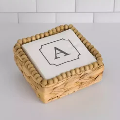 Kirklands Home Monogram Kitchen Decor|Monogram A Beaded Napkin Holder Set