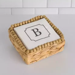 Kirklands Home Monogram Kitchen Decor|Monogram B Beaded Napkin Holder Set