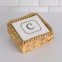 Kirklands Home Monogram Kitchen Decor|Monogram C Beaded Napkin Holder Set