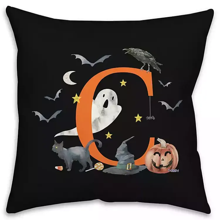 Clearance Monogram C Halloween Indoor/Outdoor Pillow Halloween