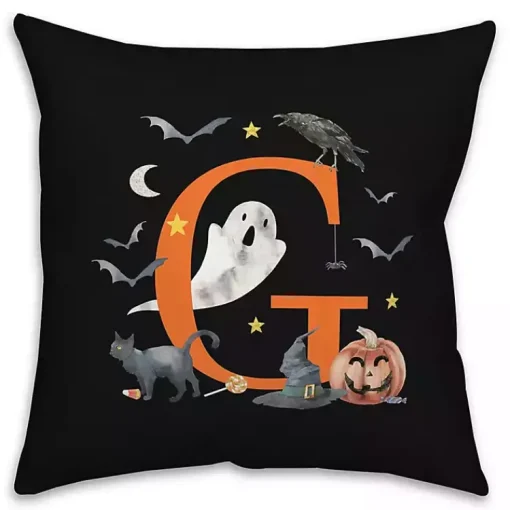 Clearance Monogram G Halloween Indoor/Outdoor Pillow Halloween