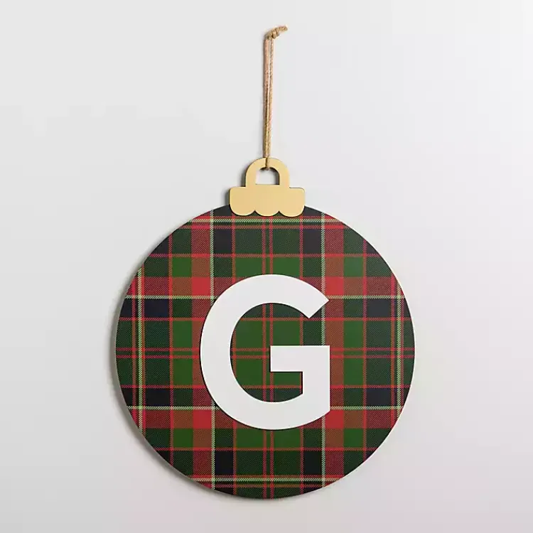 Outlet Monogram G Plaid Ornament Wall Plaque Monogram Seasonal Decor