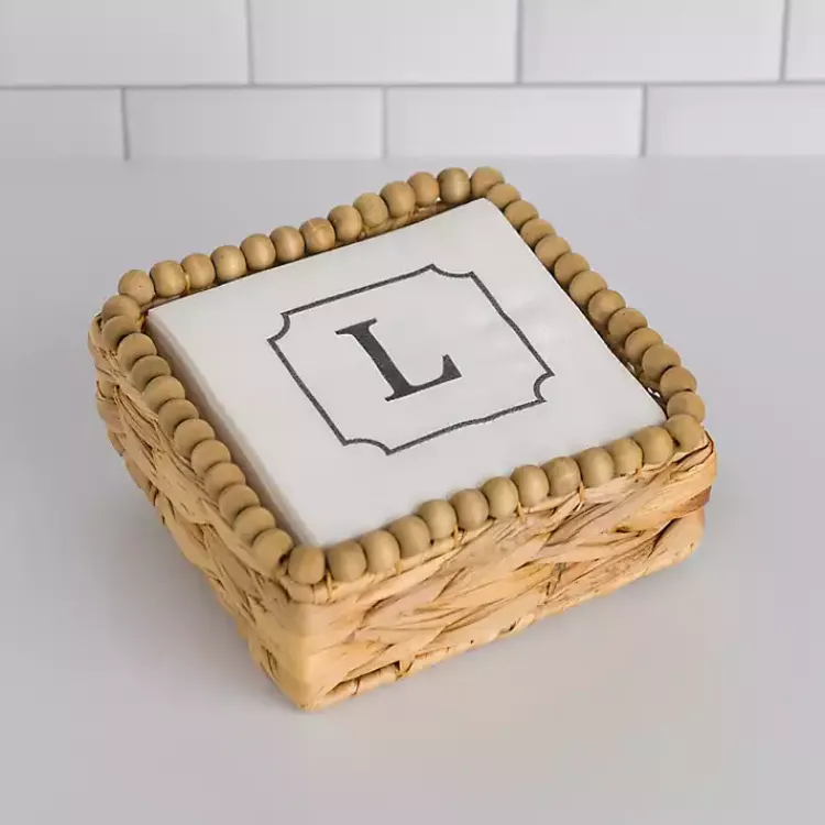 Kirklands Home Monogram Kitchen Decor|Monogram L Beaded Napkin Holder Set