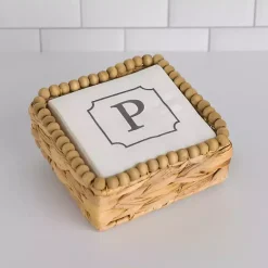Kirklands Home Monogram Kitchen Decor|Monogram P Beaded Napkin Holder Set