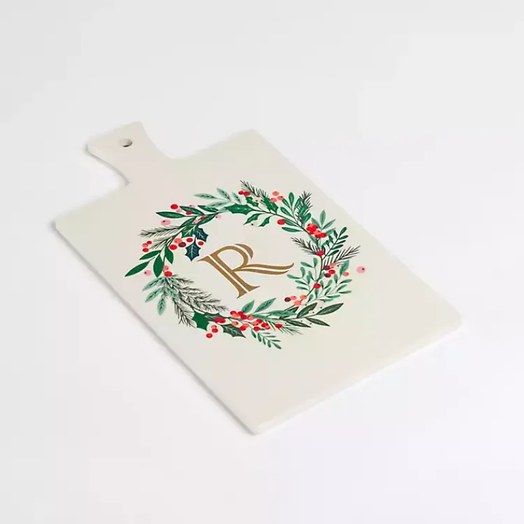 Best Monogram R Christmas Wreath Serving Board Monogram Seasonal Decor