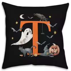 Online Monogram T Halloween Indoor/Outdoor Pillow Halloween