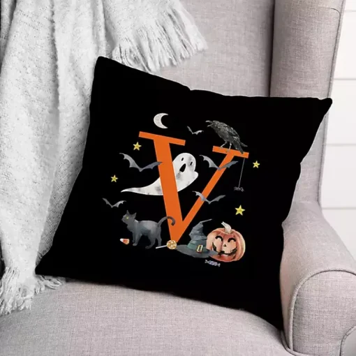 Clearance Monogram V Halloween Indoor/Outdoor Pillow Halloween