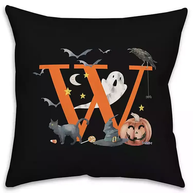 Monogram W Halloween Indoor/Outdoor Pillow Halloween
