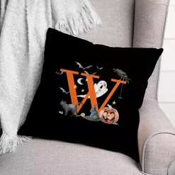 Monogram W Halloween Indoor/Outdoor Pillow Halloween
