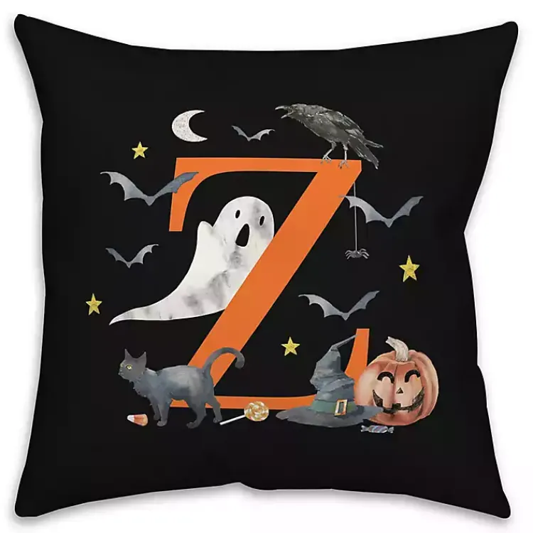 Online Monogram Z Halloween Indoor/Outdoor Pillow Halloween