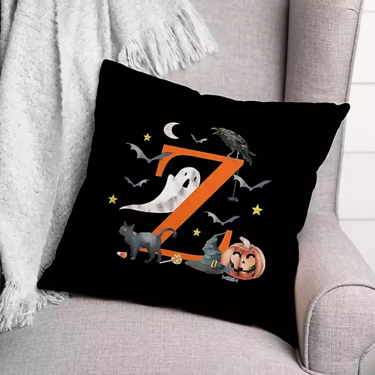 Online Monogram Z Halloween Indoor/Outdoor Pillow Halloween