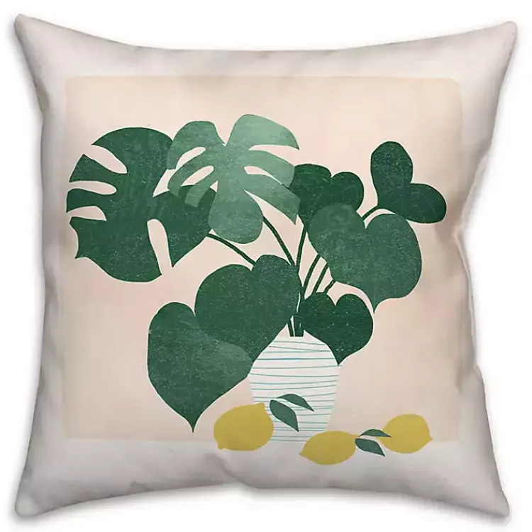 Kirklands Home Outdoor Cushions & Pillows|Monstera and Lemons Outdoor Pillow