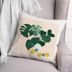 Kirklands Home Outdoor Cushions & Pillows|Monstera and Lemons Outdoor Pillow