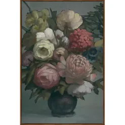 Kirklands Home Canvas Art|Moody Floral Bouquet Framed Canvas Art Print Multi