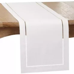 Kirklands Home Table Linens|Moonbeam Hemstitch Border Table Runner White