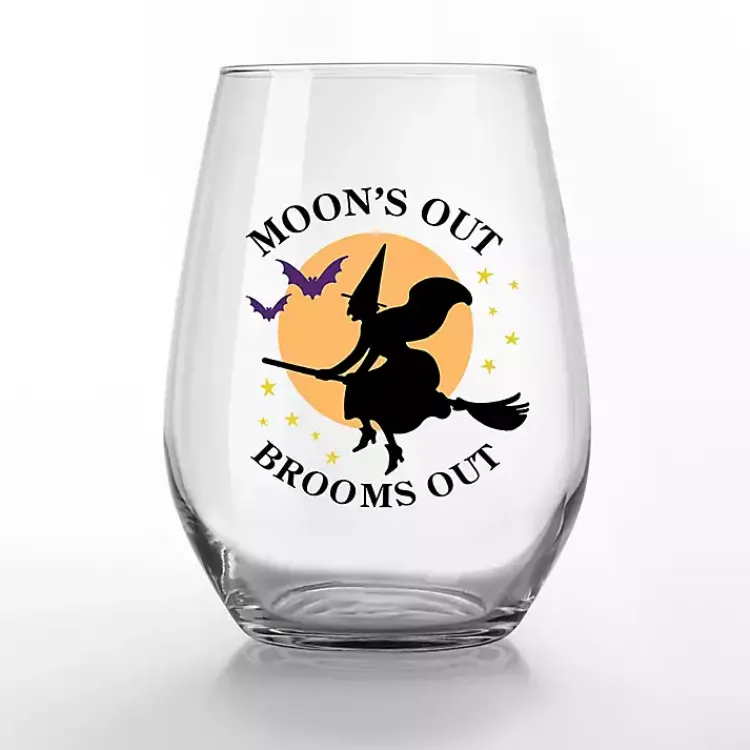Kirklands Home Glassware & Drinkware|Moon's Out Brooms Out Halloween Glasses, Set of 2