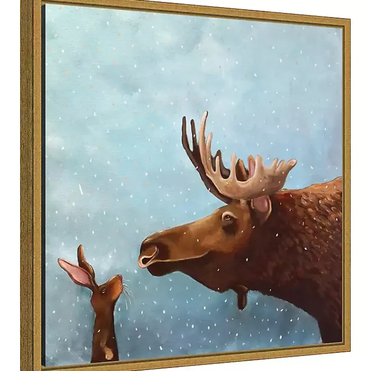 Moose and Rabbit Christmas Canvas Wall Plaque Christmas Art & Wall Decor