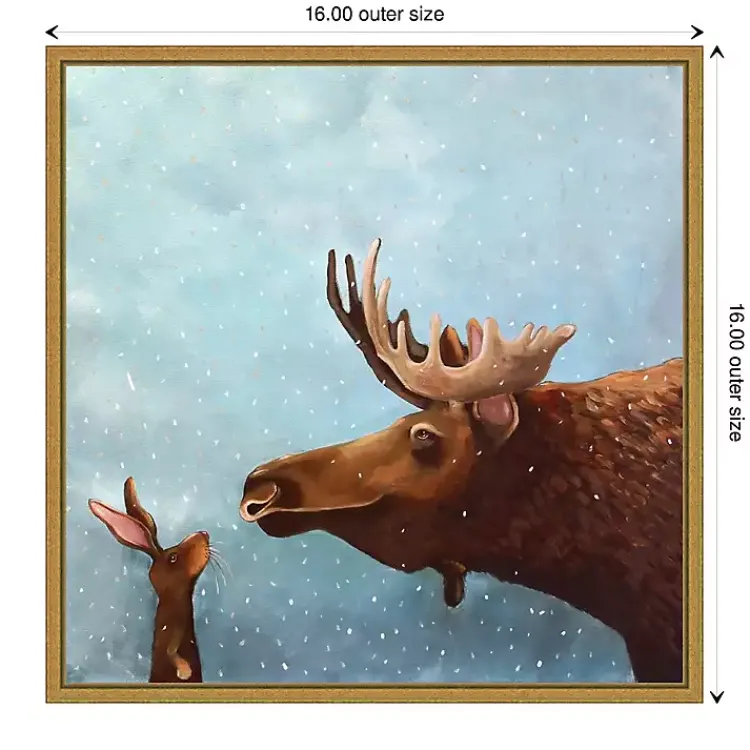 Moose and Rabbit Christmas Canvas Wall Plaque Christmas Art & Wall Decor