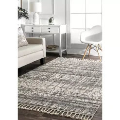 Kirklands Home Area Rugs|Moroccan Tassel Area Rug, 5x8 Gray