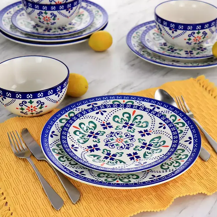 Kirklands Home Dinnerware|Mosaic Glazed Round 12-pc. Dinnerware Set