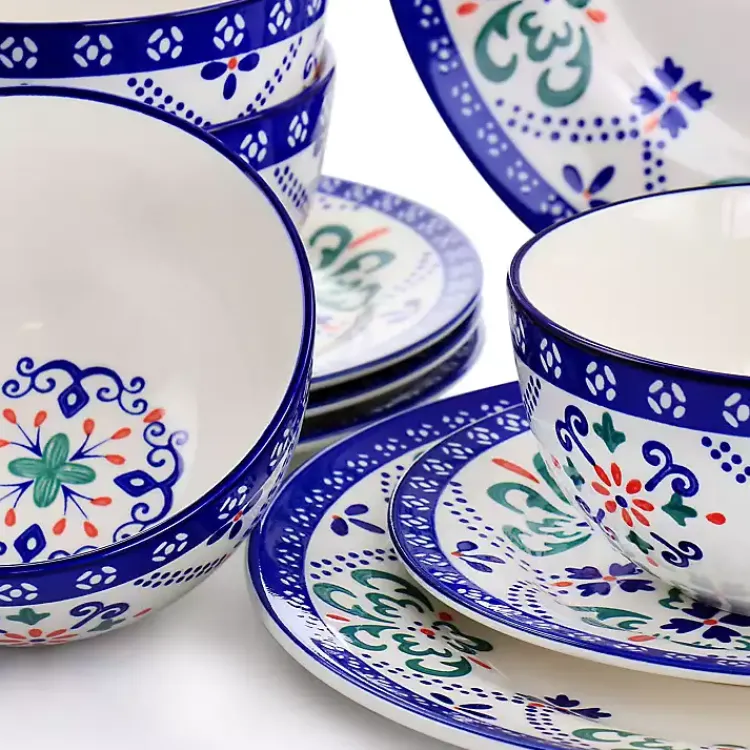 Kirklands Home Dinnerware|Mosaic Glazed Round 12-pc. Dinnerware Set
