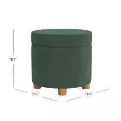 Kirklands Home Benches & Ottomans|Moss Round Velvet Storage Ottoman Green