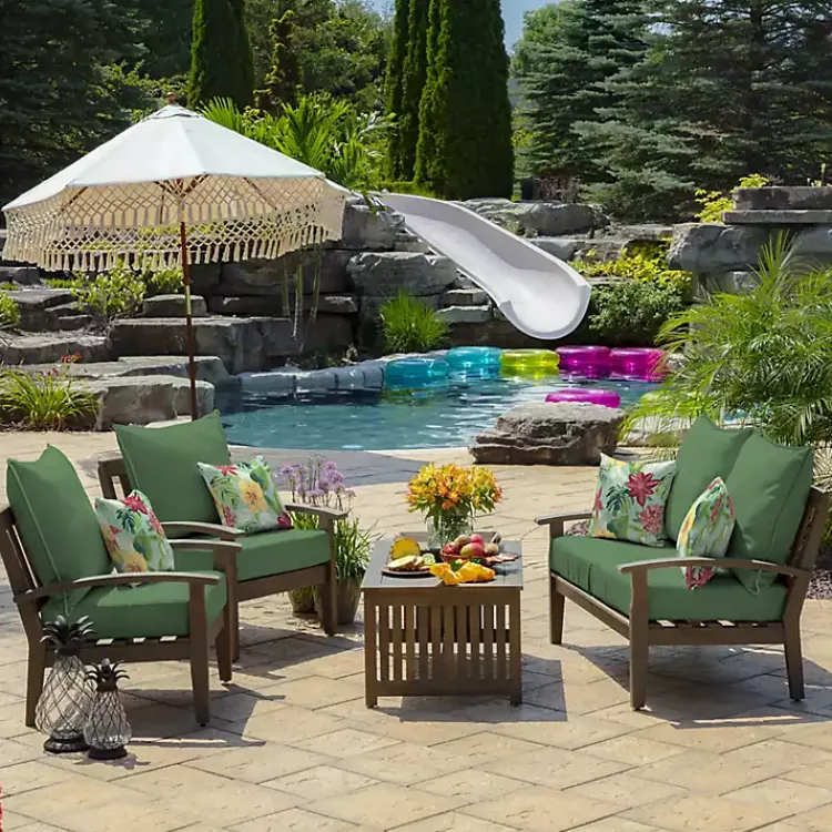 Kirklands Home Outdoor Cushions & Pillows|Moss Leala Texture Outdoor Deep Seat Cushions Green