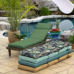 Kirklands Home Outdoor Cushions & Pillows|Moss Leala Texture Outdoor Chaise Cushion Green